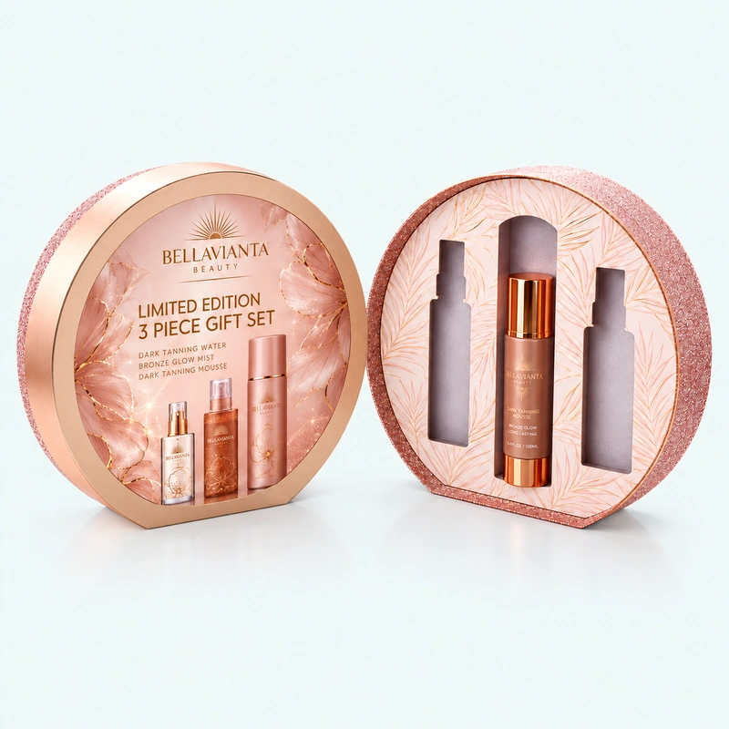 Round beauty gift box with custom insert