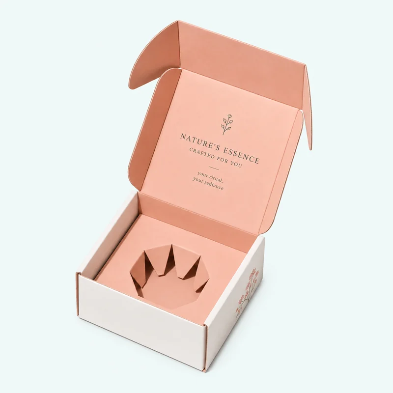 Open gift mailer box with a protective fitted insert